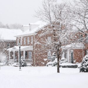 image of a house in a winter storm