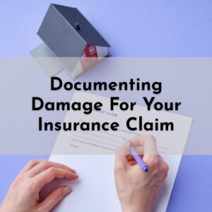 image shows a pair of hands filling out an insurance claim form