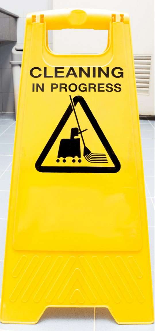 cleaning in progress sign