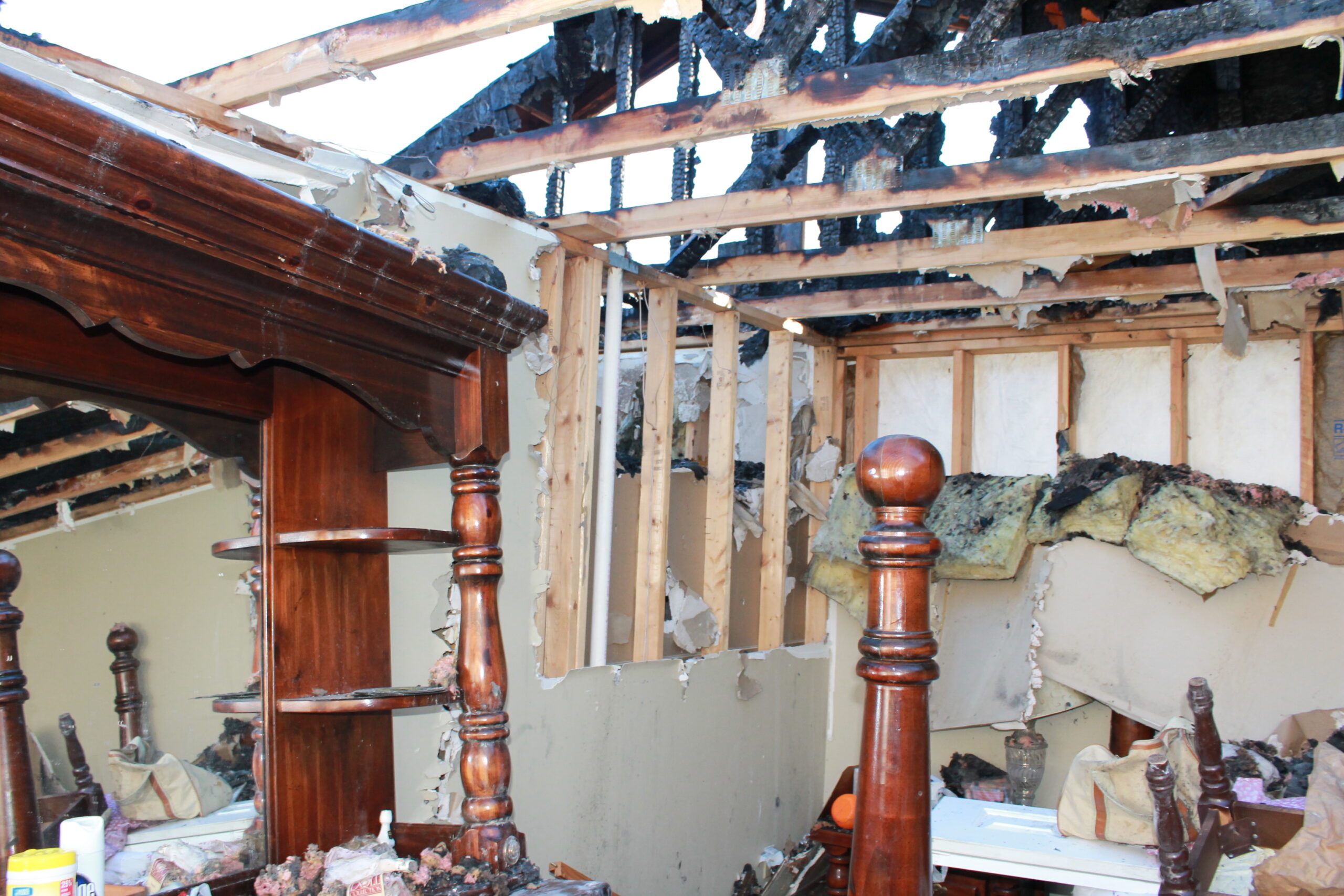 Roof collapse after fire damage