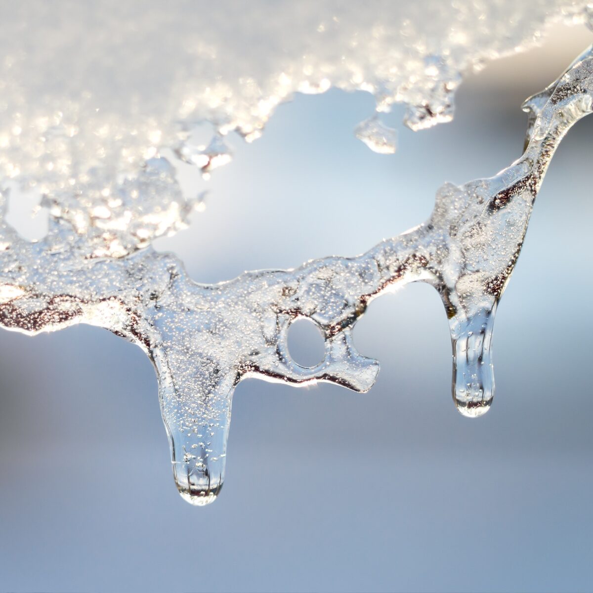 ice and snow melt from a warm day